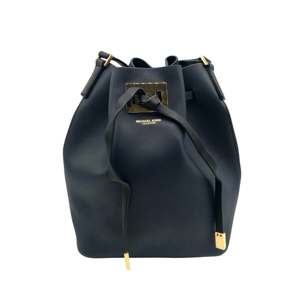 Michael Kors Miranda Adjustable Drawstring Dark Navy Bucket Bag - Picture 1 of 10